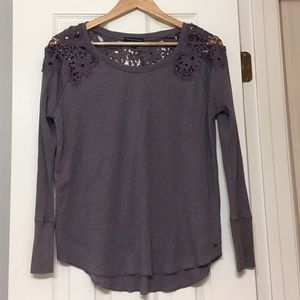 American Eagle Lace Long Sleeve Top